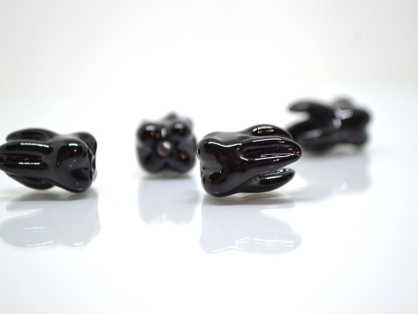 Black Glass tooth beads, Root tooth beads, Molar beads, Dentist gift prank, Teeth beads for jewelry, Lampwork beads, Teeth necklace