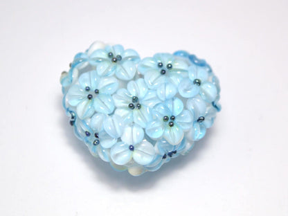 flower lampwork wedding jewelry making heart bead something blue romantic pendant handmade blue flower bead artisan lampwork floral glass