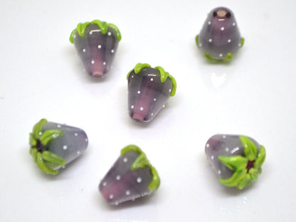 Pale purple Strawberry glass beads, Lampwork berry beads, Lampwork berries, Lampwork strawberry, Berry jewelry, Summer beads