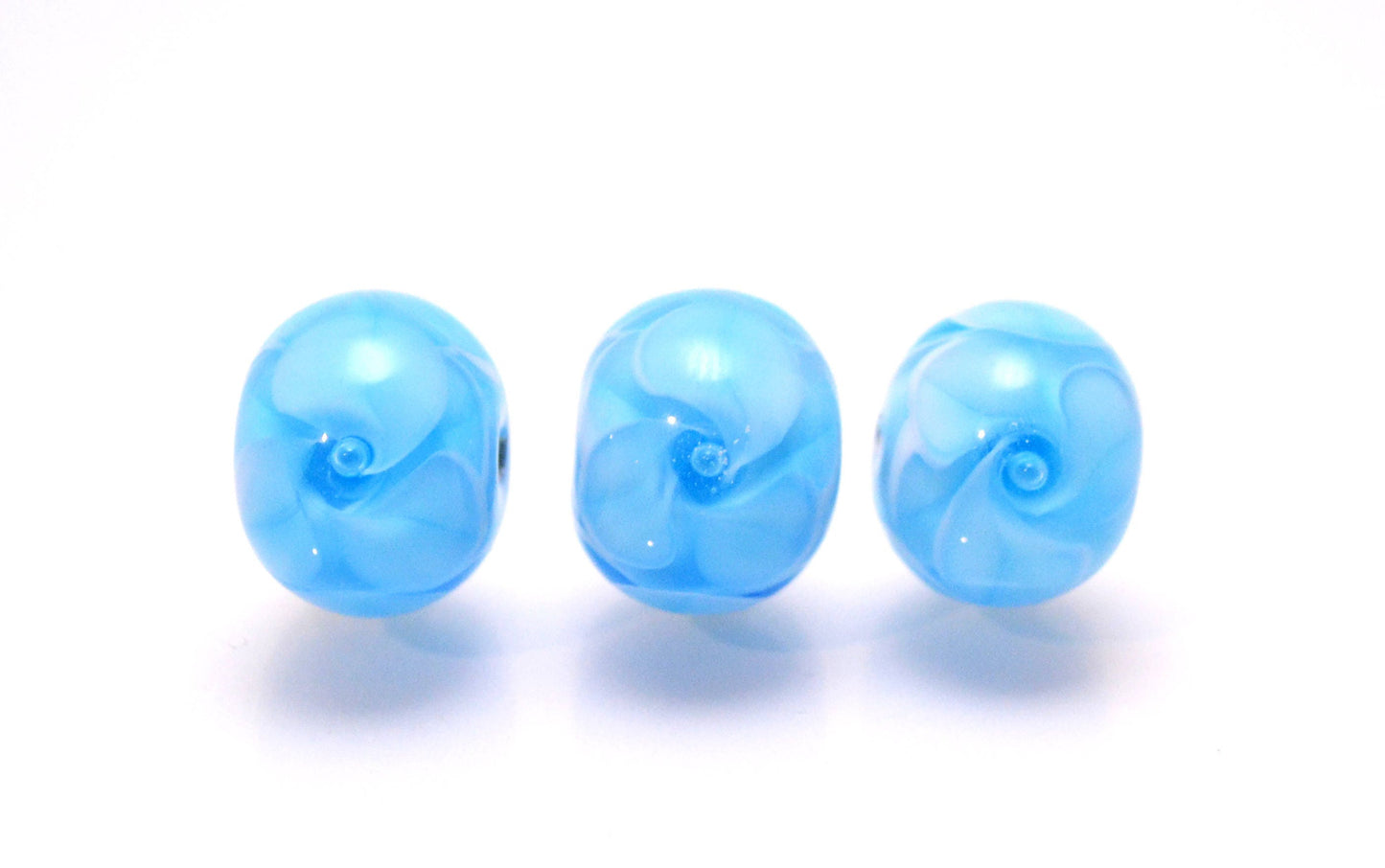 handmade blue beads lampwork bead glass aqua bead jewelry making set  artisan lampwork glass blue bubbles flower jewelry decor Murano glass