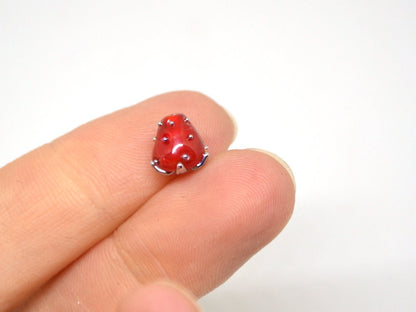 Small 8mm Red Strawberry lampwork beads, Red glass berry, Glass strawberry, Red Berry fruit beads, Red silver berry beads