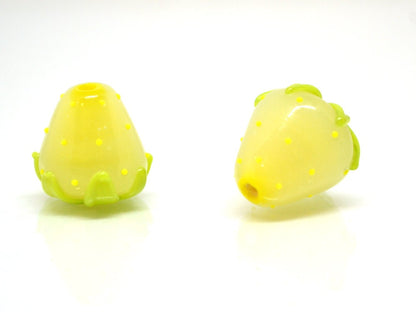 Yellow Strawberry glass beads, 12mm Lampwork berries, Glass strawberry, Lampwork Berry beads, Forrest berry beads, Nature inspired, Murano