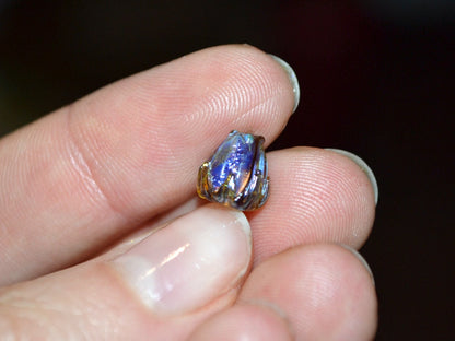 Purple green flower beads, Purple yellow floral beads, Netting pattern beads, 7mm glass beads, Tiny flower beads, Artisan lampwork beads