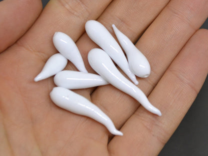 White opaque Lampwork Icicle, Icicle Glass Beads, Christmas beads, Glass Miniature Winter, Icicle pendant, Handmade lampwork, half-drilled