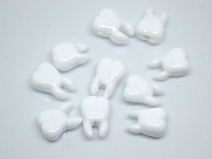 Glass tooth beads - Dentist gift- Teeth beads - Dentist beads funny - Halloween beads, Artisan lampwork, Handmade beads Teeth jewelry Human