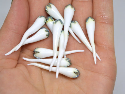 White silver chili peppers, Lampwork chili beads, Lampwork vegetables, White Vegetable, hot chili, Vegetable pendant, Handmade lampwork